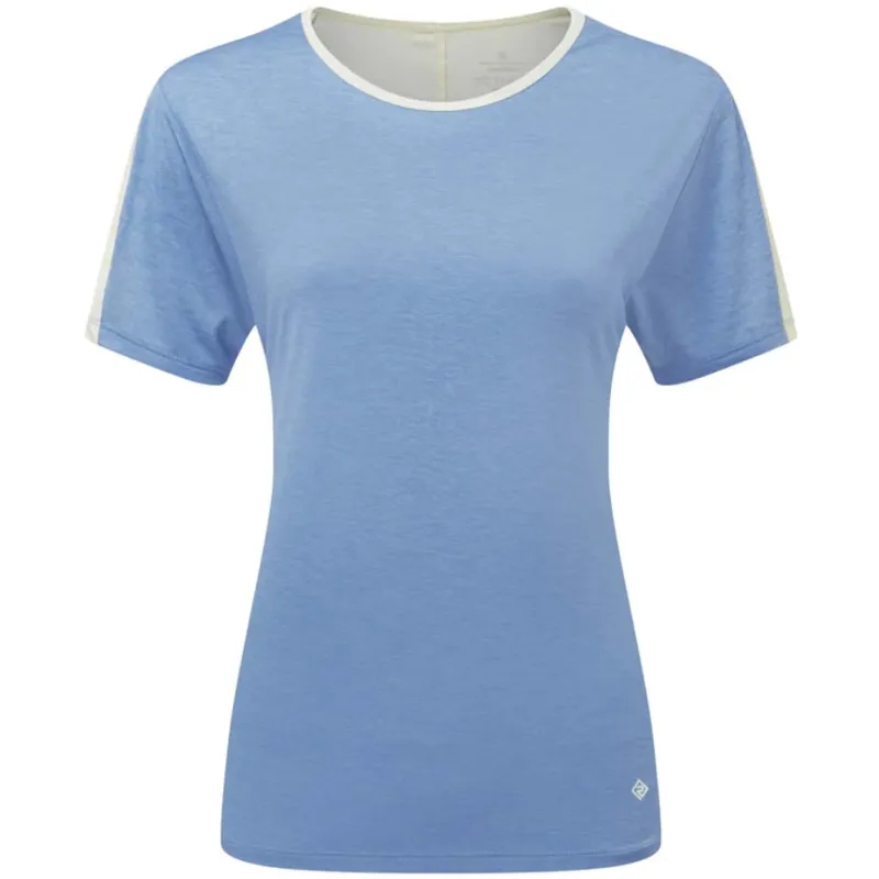 Ronhill Women's Tech Glide S/S Tee Lake Blue Marl/Vanilla